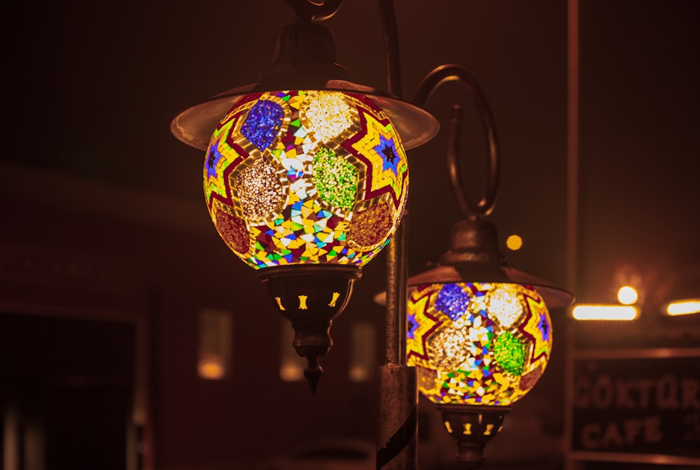 black and yellow floral pendant lamp