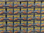 blue and brown cardboard boxes