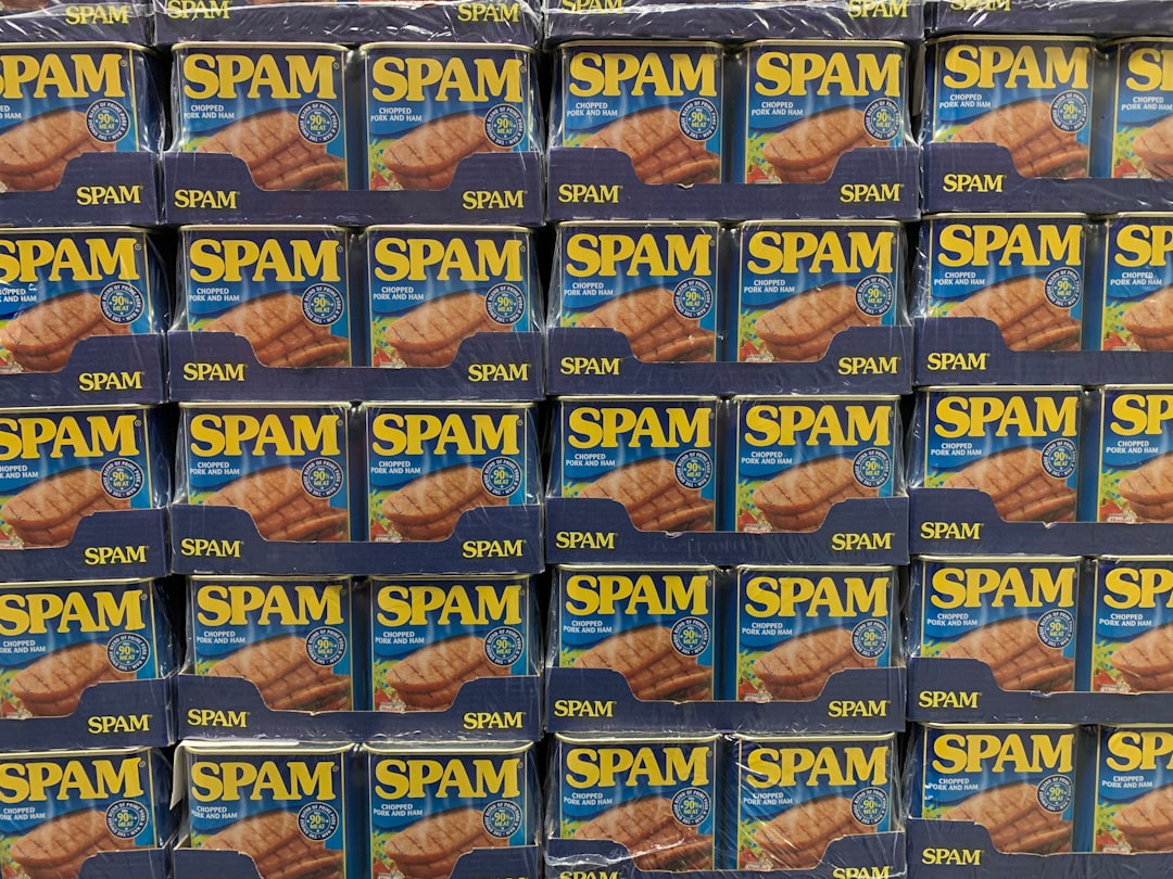 Five rows of Spam stacked on one another.