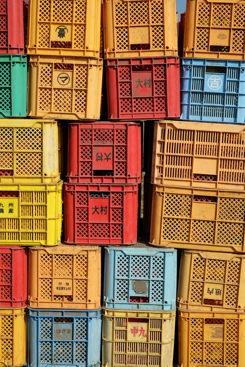 brown and red cardboard boxes