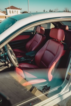red and black car interior