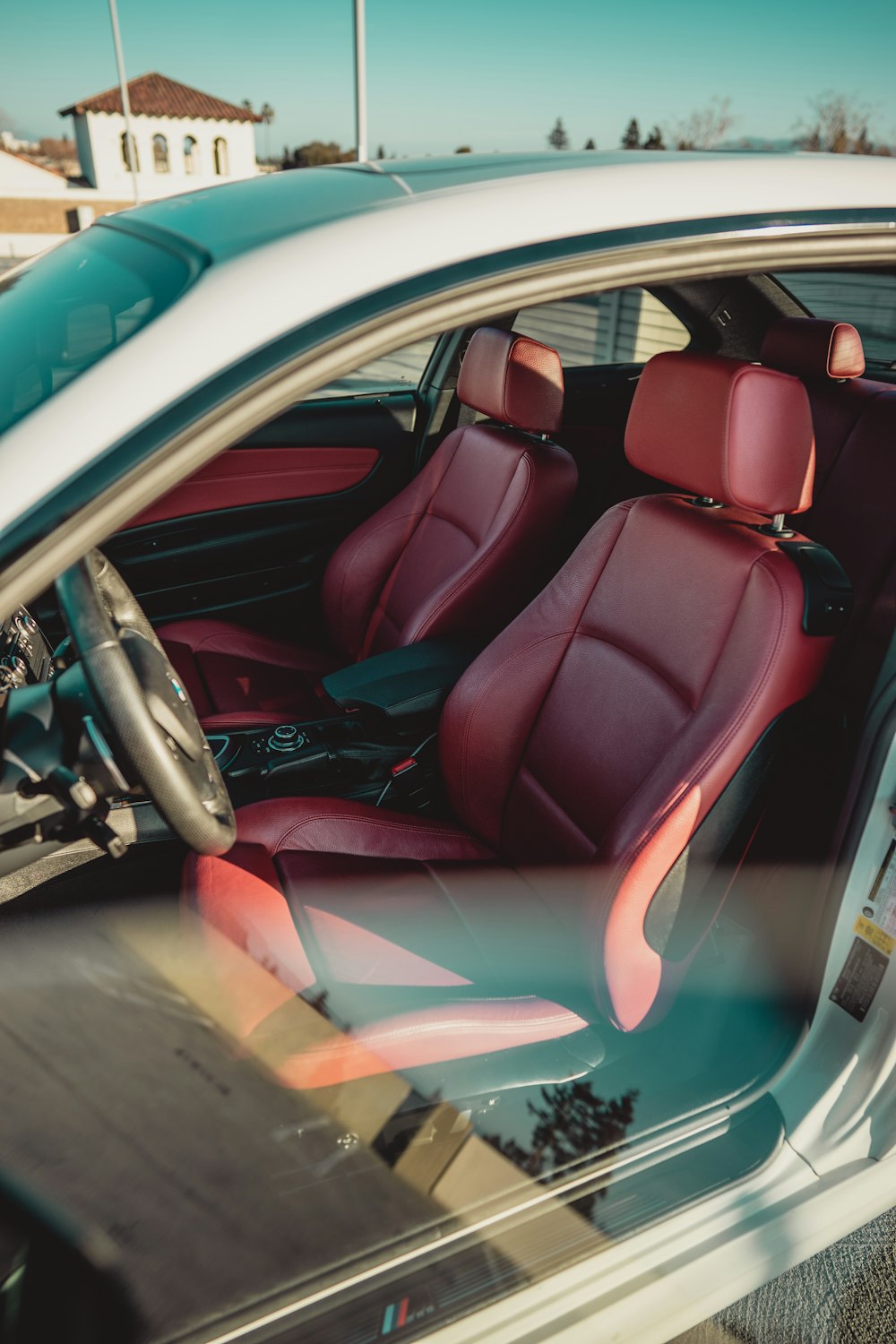 red and black car interior