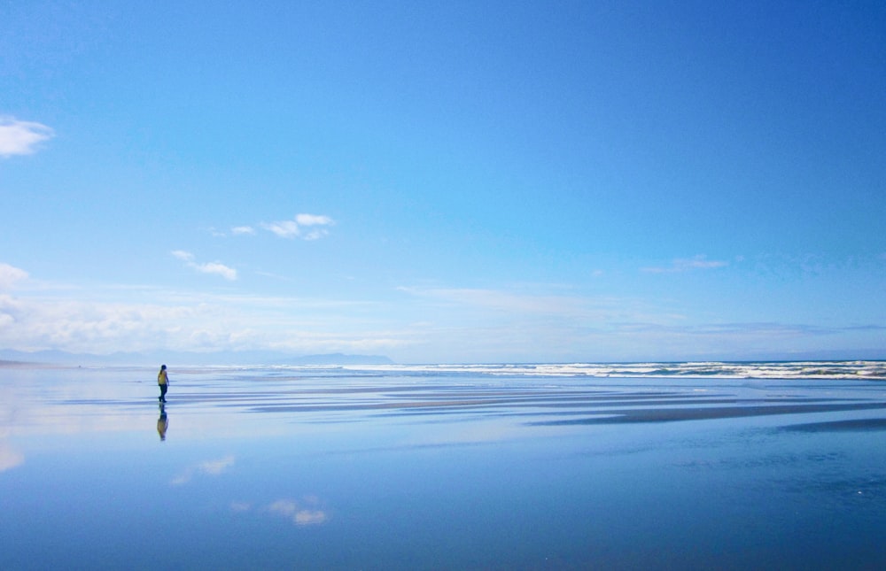 person standing on beach during daytime