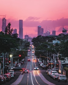 cars on road during night time