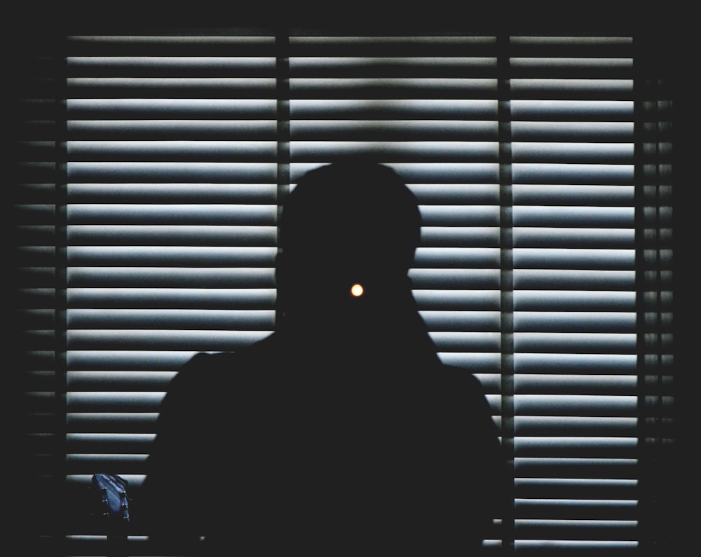 silhouette of man sitting near window