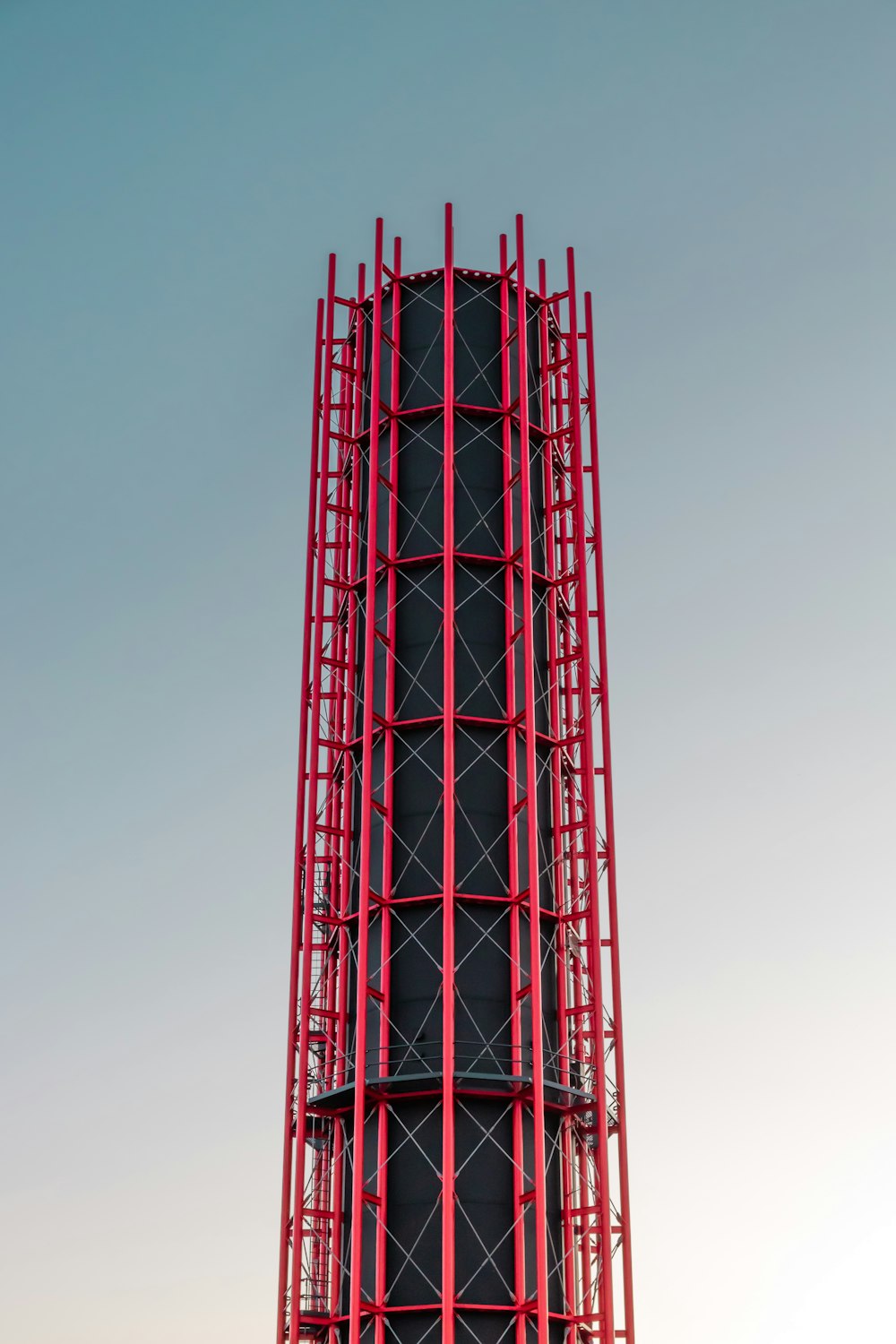 red tower under gray sky