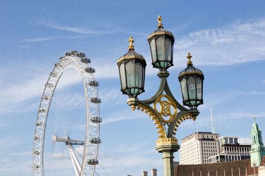 ferris wheel under blue sky during daytime in Westminster Bridge United Kingdom