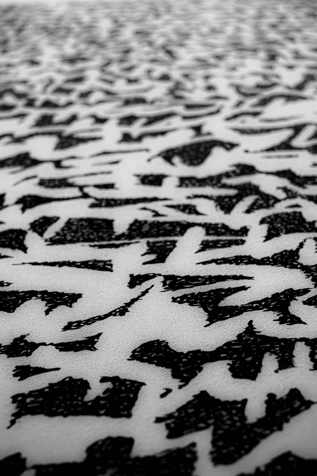 black and white floral textile