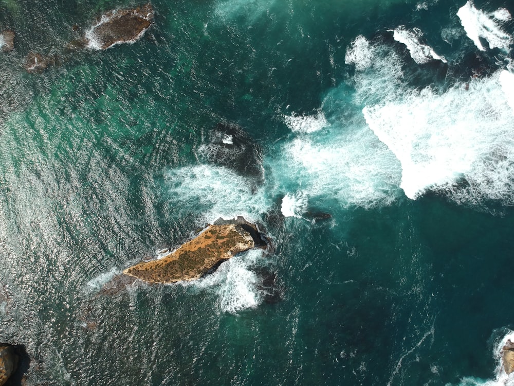 aerial view of ocean waves