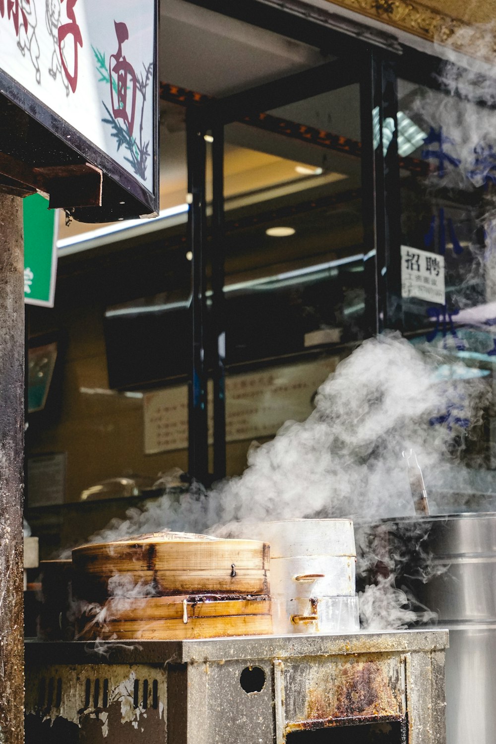 smoke coming out from a store