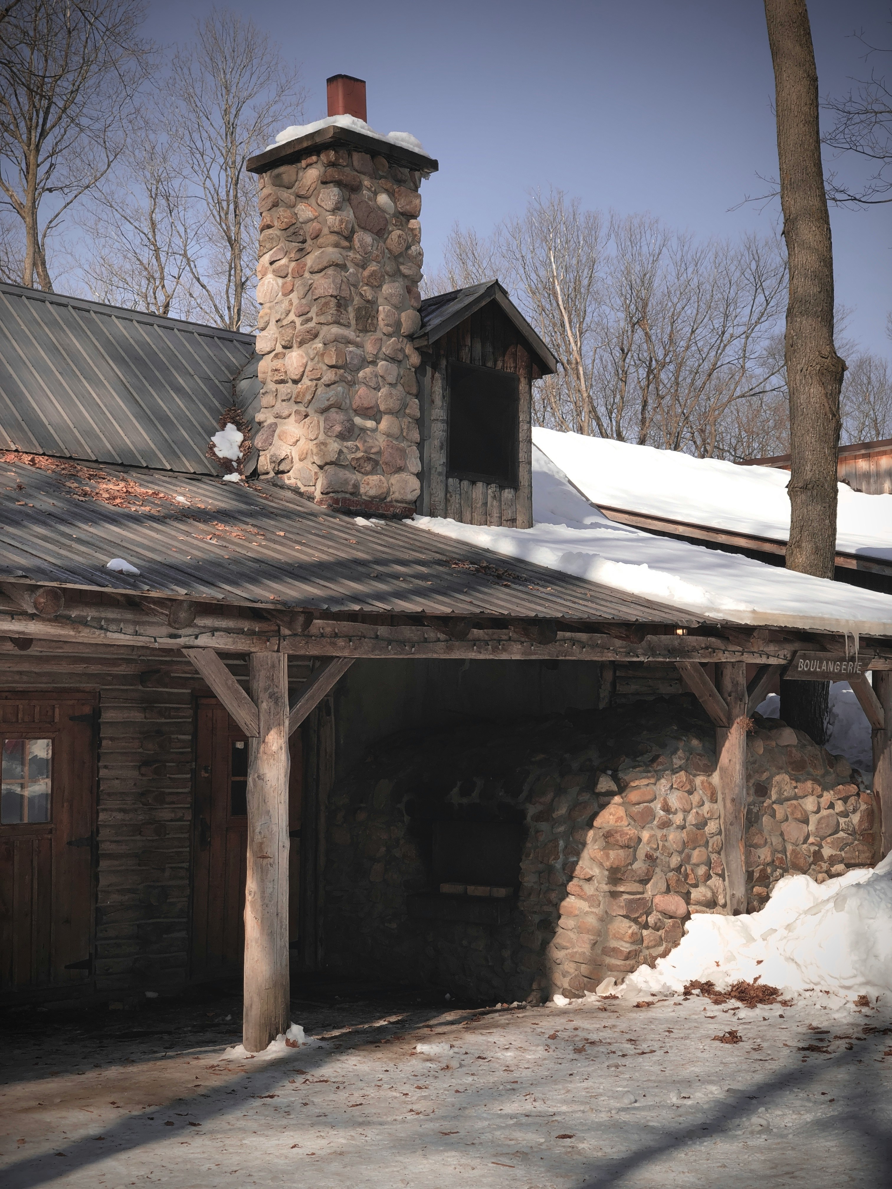 brown brick house near bare trees during daytime