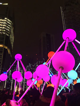 A vibrant public art installation in an urban area.