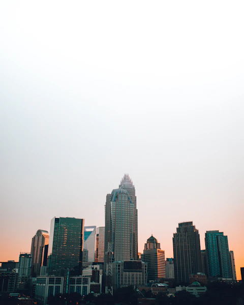 Charlotte, North Carolina skyline at sunset