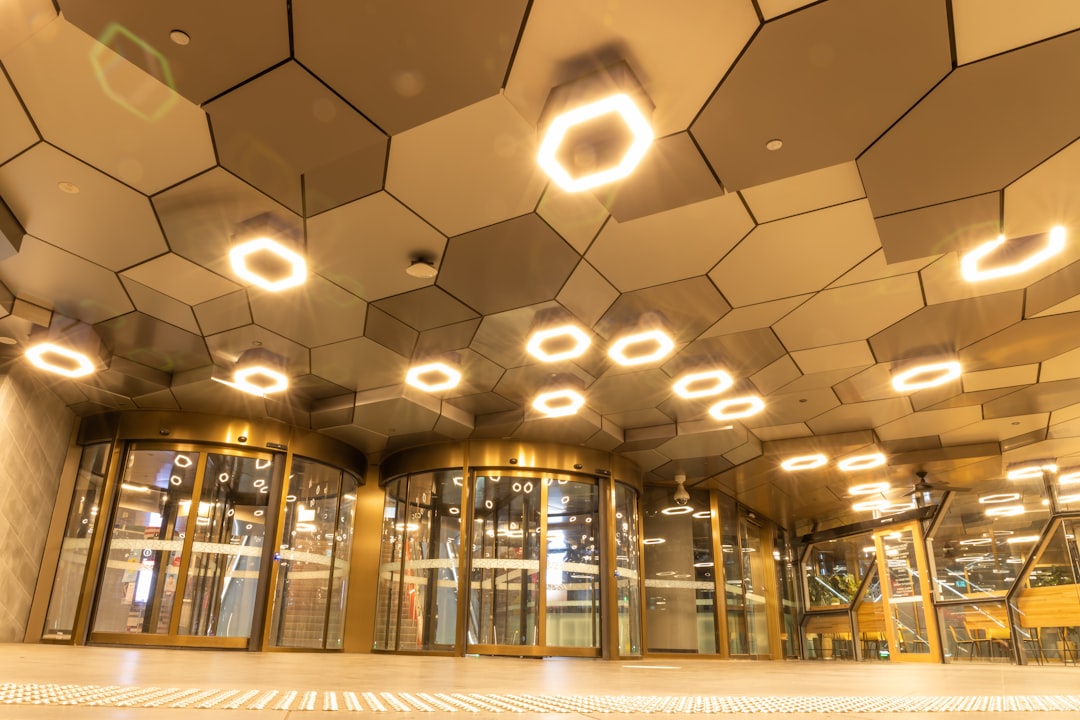 white and gold ceiling with lights