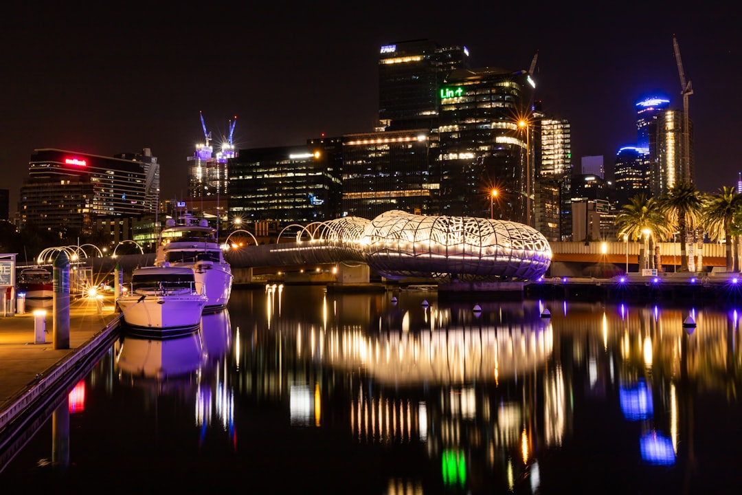 city skyline during night time