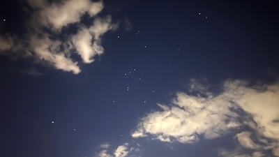 A zodiac chart with glowing constellations against a dark blue sky.