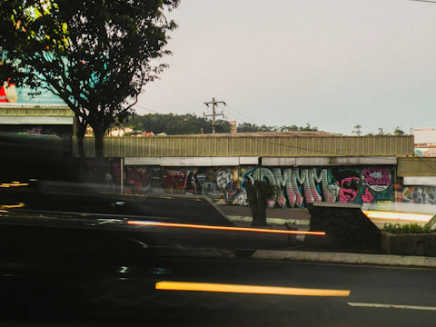 Dynamic urban street scene with graffiti and motion blur for a phonk trap track.