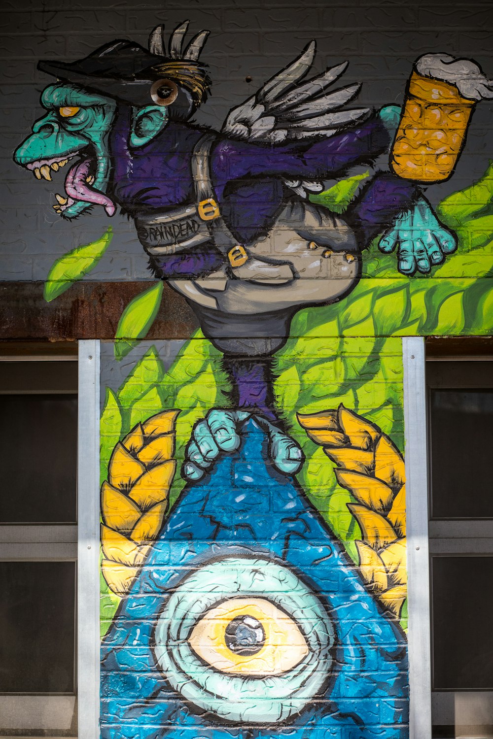 arte murale drago viola e giallo