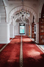 red and white carpet on hallway