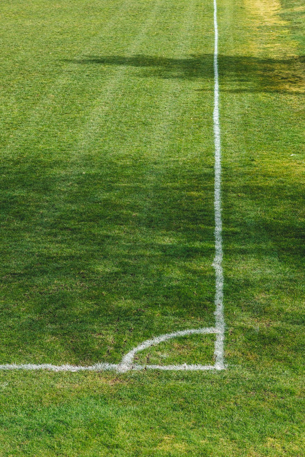 Red de portería de fútbol blanca en campo de hierba verde