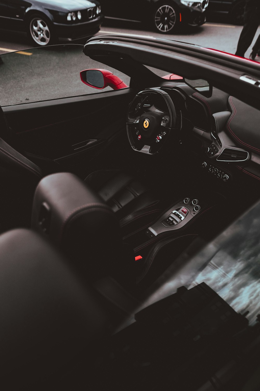 black and red bmw car interior