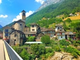 A picturesque village with traditional architecture and flowers.