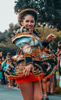 woman in red and gold traditional dress