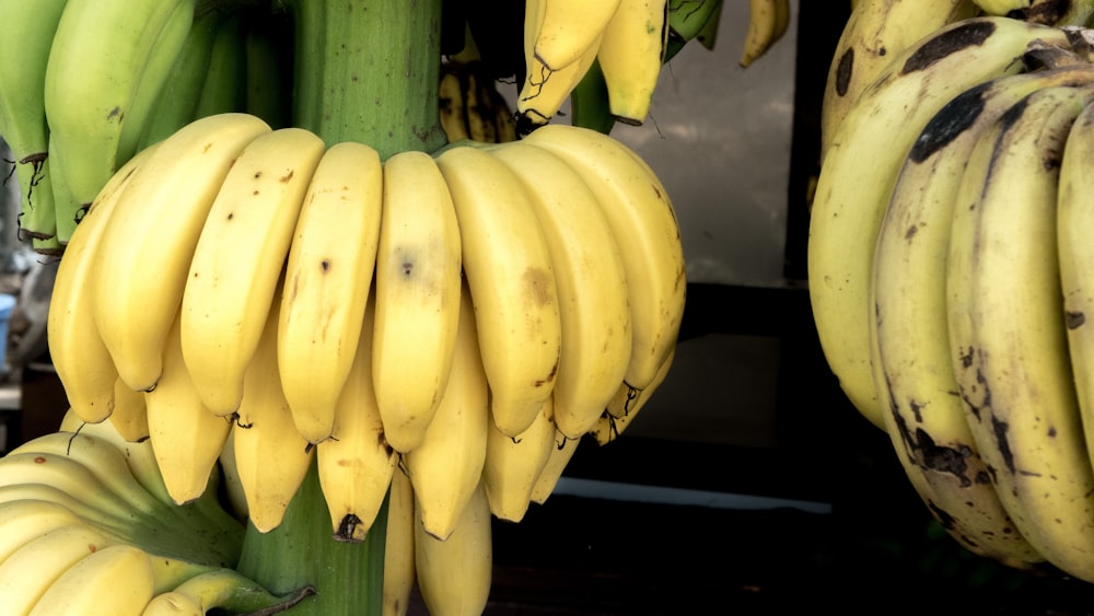 yellow banana fruit on black table