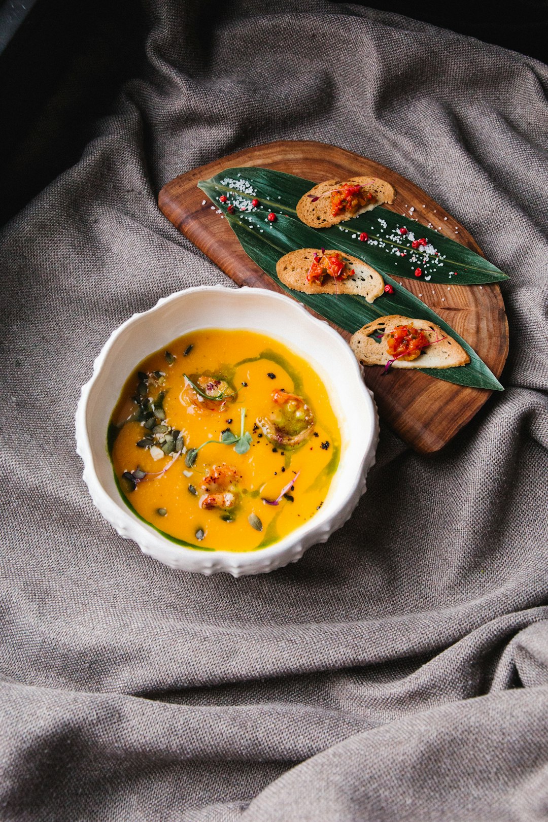 soup in white ceramic bowl