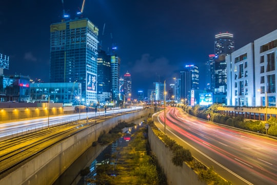 time lapse photography of city during night time in Tel Aviv District Israel