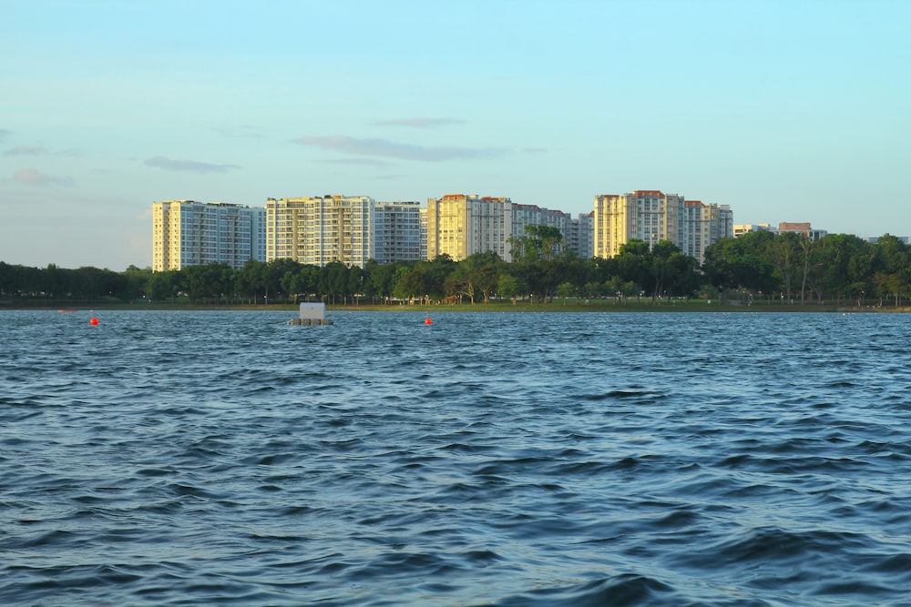 white boat on sea near city buildings during daytime