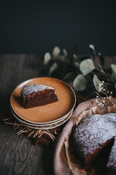 brown pastry on brown wooden round tray