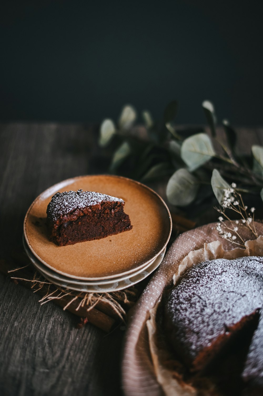 brown pastry on brown wooden round tray