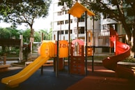 orange and black playground slide
