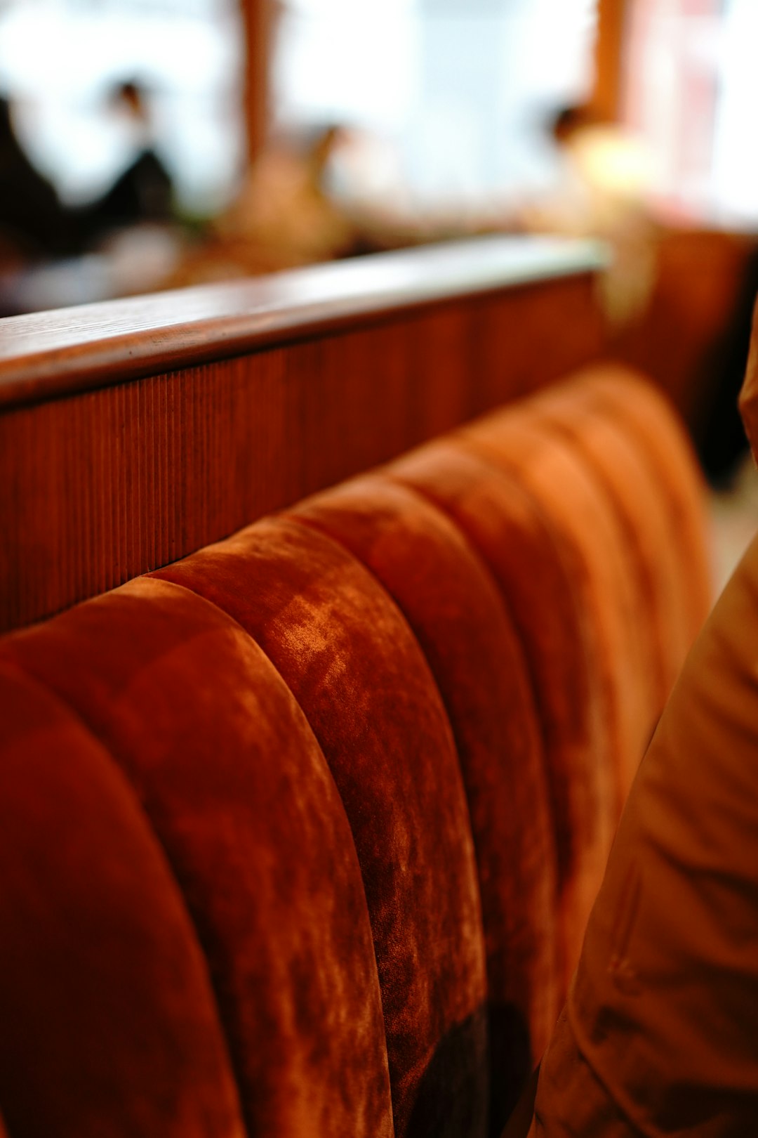 brown wooden chair in tilt shift lens