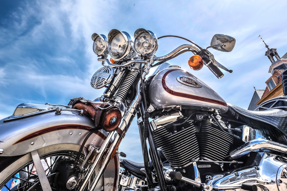 black and silver cruiser motorcycle