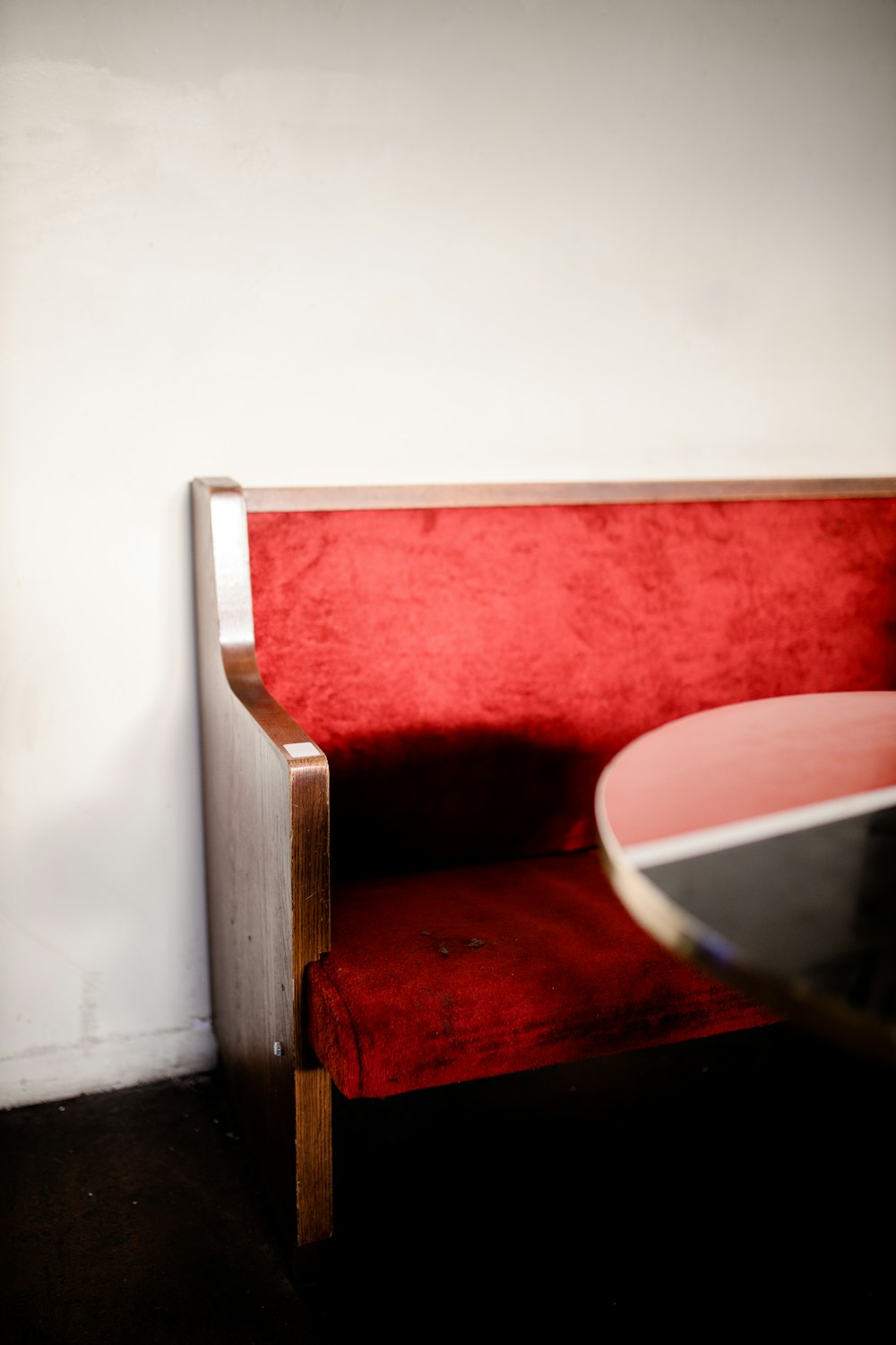 red and white wooden chair