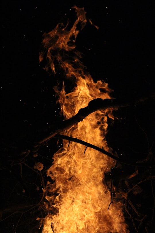 fire in the dark during night time in Manitoba Canada