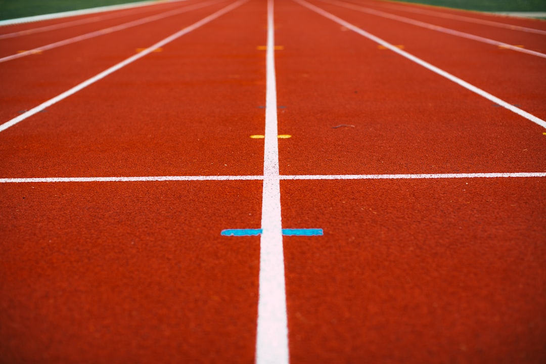 red and white track field