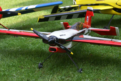 Vibrant-colored 3D printed airplane model highlighting precision and craftsmanship.