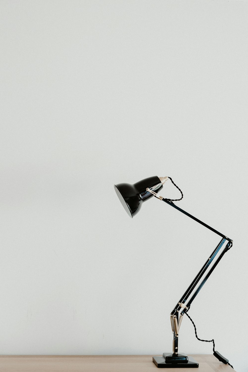 black and silver study lamp