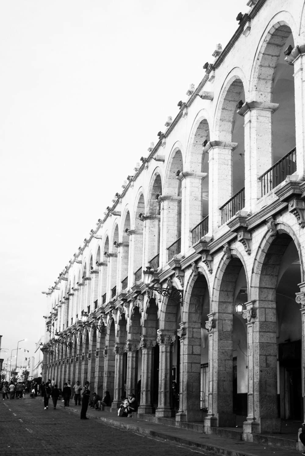 grayscale photo of concrete building