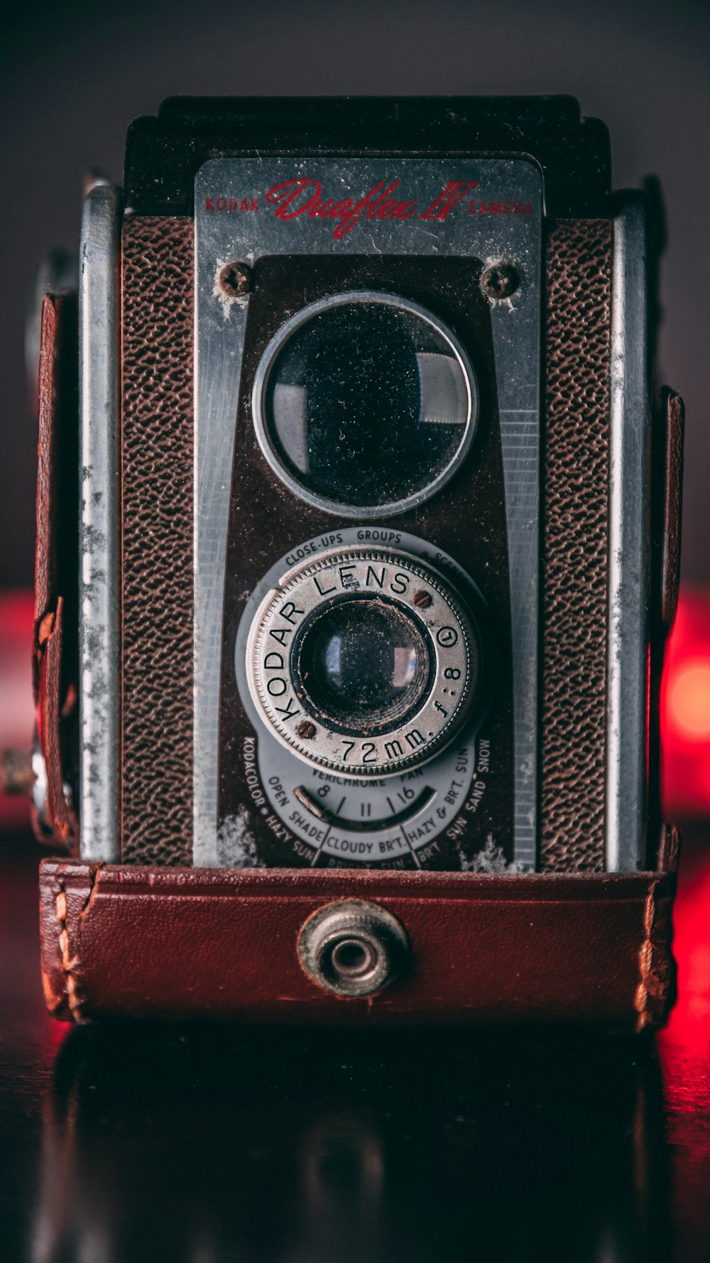 black and silver vintage camera