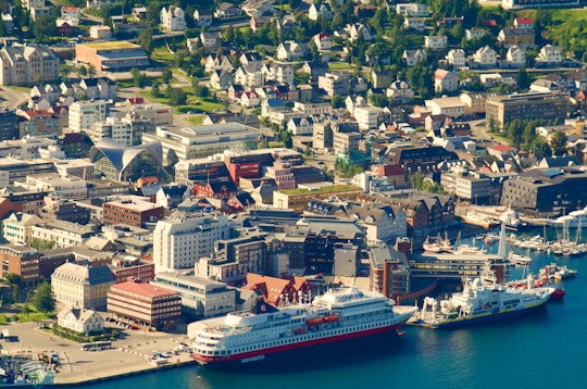 aerial view of city buildings during daytime in Tromsø Norway
