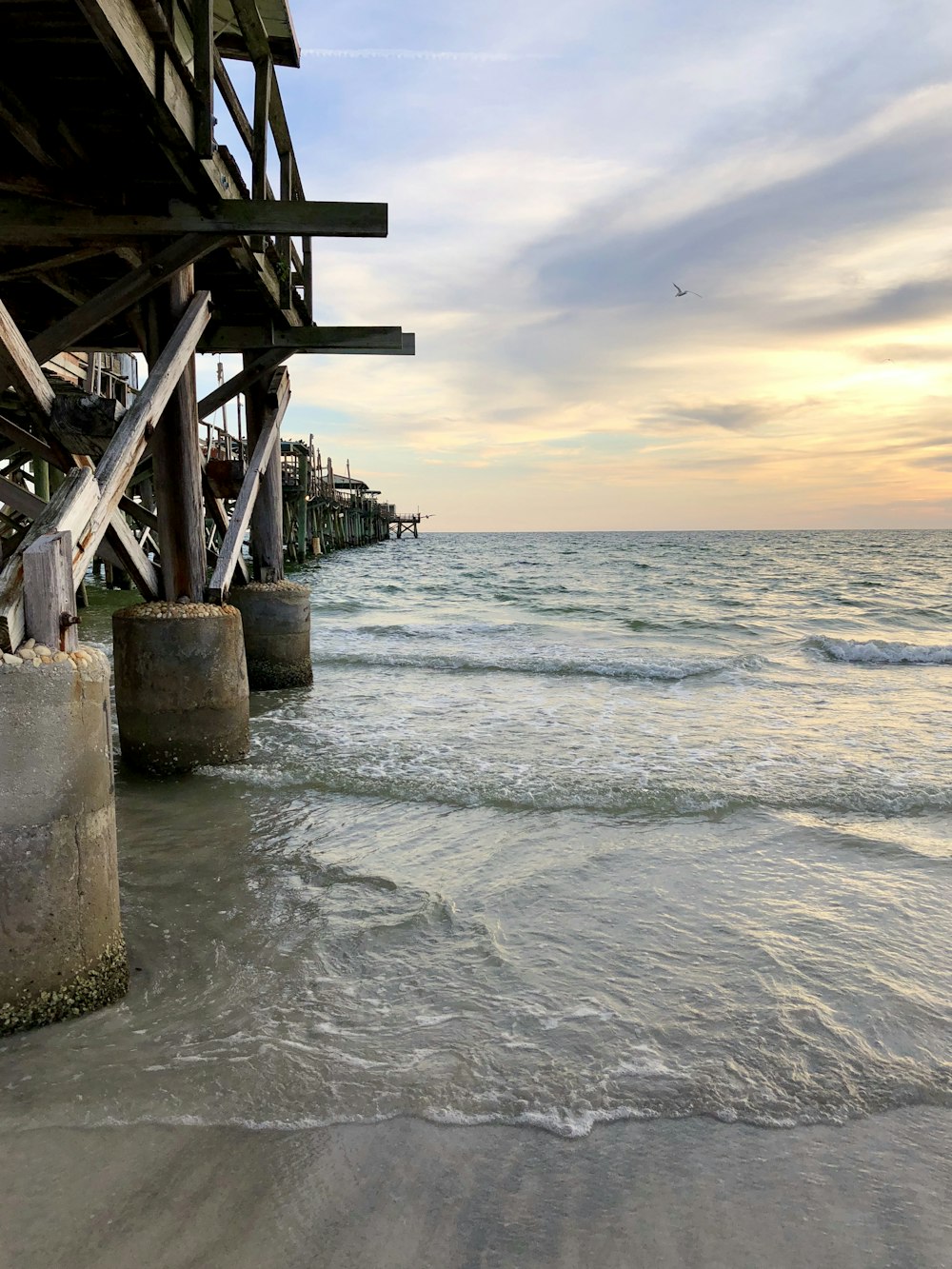 brown wooden dock on sea during sunset