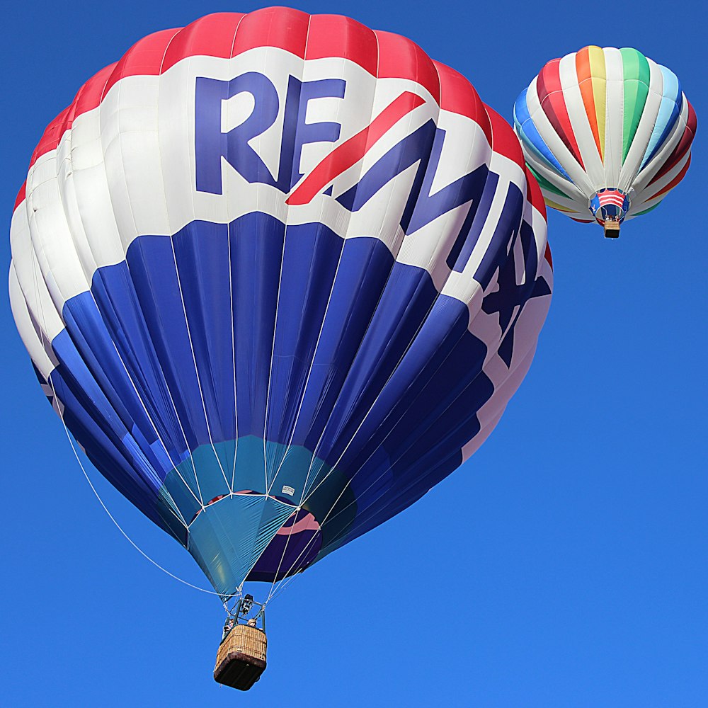 blue red and yellow hot air balloon