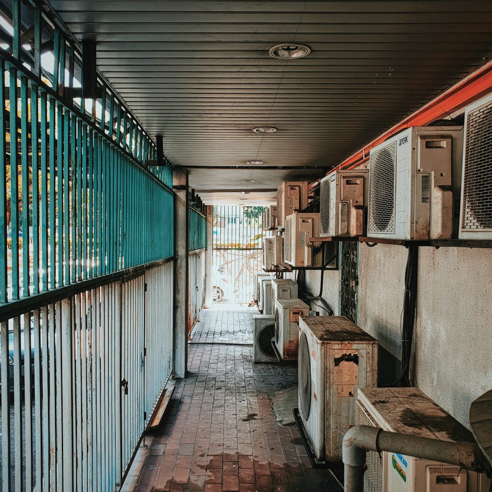 empty hallway with green and white walls