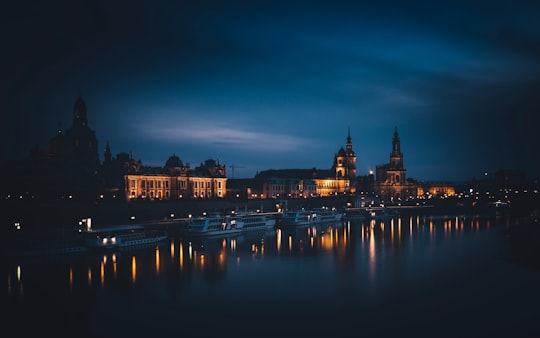 city skyline during night time in Brühl's Terrace Germany