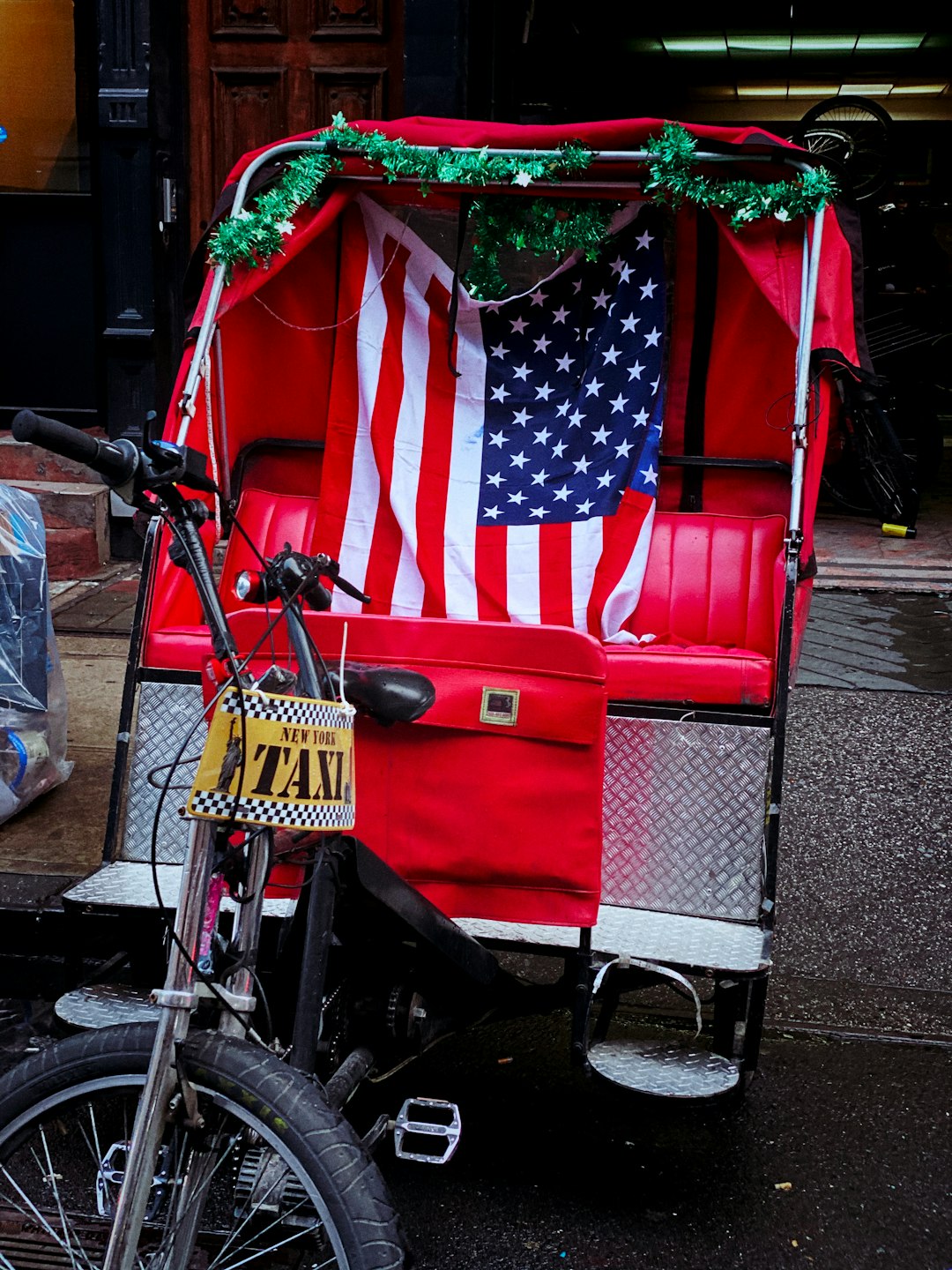 red and white golf cart