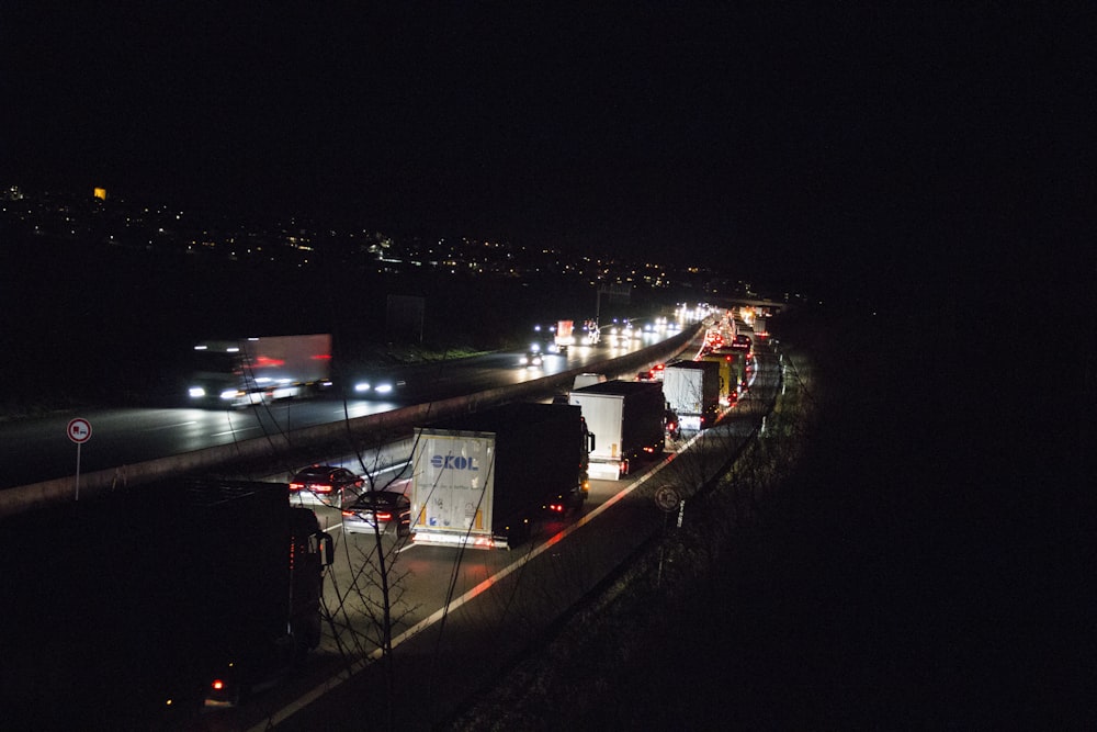 cars on road during night time